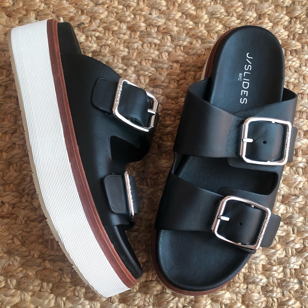 New: J Slides Bowie Leather Double Band Sandal. Size 9 - Picture 4 of 14